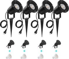7W LED sodo žibintai su įžeminimo smaigaliu GU10 LED sodo prožektorius 800LM su kištuku IP65 sodo apšvietimas Vandeniui atsparus kelio apšvietimas Sodo LED taškinis apšvietimas Šilta balta