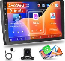 8 branduolių "Android" automobilinis radijas 4+64G IOS CarPlay Android automobilis, 2 DIN 9 colių IPS jutiklinis ekranas Stereo radijas su GPS Bluetooth 5.1 DSP palaikymas DAB+ AHD atbulinės eigos kamera, mikrofonas