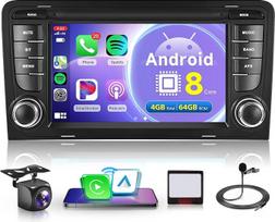 8 branduolių 4G + 64G belaidis "Carplay" "Android" automobilinis radijas, skirtas "Audi A3 8P A3 8P1 S3 RS3 8P RS3 Sportback" 7 colių automobilinis radijas su "Android" automobiline navigacija GPS WiFi Mirror Link Bluetooth FM/RDS/DSP EQ/SWC galinio vaizd
