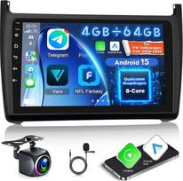 8 branduolių 4G+64G Qualcomm automobilinis radijas Volkswagen VW Polo 2008-2020 su belaidžiu Carplay Android automobiliu, Android 15 9 colių jutiklinio ekrano radijas su WiFi, GPS, Bluetooth 5.1, FM/RDS, DSP