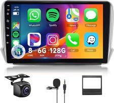 8 branduolių 6 + 128G: Hodozzy Carplay automobilinis radijas "Peugeot 208/2008 2012-2018", "Android" automobilinis radijas su navigacija, 10 colių jutiklinis ekranas su "Android Auto/Mirror Link/WiFi/GPS/RDS/FM/Bluetooth/USB/DSP