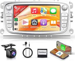8 branduolių 6+128G "Android" automobilinis radijas "Ford Focus II S-Max Mondeo Galaxy Il C-Max" 7 colių belaidis "Carplay" radijas su "Android Car Mirror Link" Bluetooth FM/RDS/EQ/DSP WiFi GPS navigacija atbulinės eigos kamera