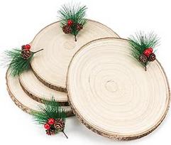 8 vnt. apvalių medinių diskų + dirbtinės pušies šakos, 20-23 cm HolzLog Disc Kalėdų dekoracijos, pagamintos iš pušies šakų su pušies spurgomis Pušies adata "pasidaryk pats" kalėdiniam vainikui, dovanoms, stalo dekoravimui