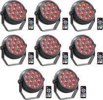 8 vnt. mini RGB LED Par baterija, įkraunama 12 LED scenos šviesos diskotekų šviesa su nuotolinio valdymo LED Par prožektoriumi, vakarėlio šviesa DJ vakarėliui, diskotekų barui, vestuvėms, Helovinui, Kalėdoms