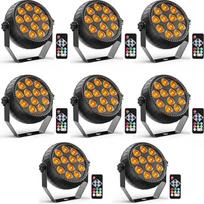8 vnt. RGB 12 LED „Par“ baterinis prožektorius lauke, 2200 mAh įkraunamas scenos apšvietimas su nuotolinio valdymo pultu, 4–6 val. veikimo trukmė, vakarėlių apšvietimas barams, DJ, diskotekoms, vestuvėms, Helovinui ir Kalėdoms