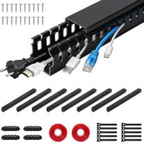 8 vnt. rinkinys: 40 cm ilgio lipnūs kabelių kanalai, skirti kabeliams tvarkyti ant stalo, skirti TV kabeliams, PVC kabelių kanalai, laidų trasos rinkinys. Iš viso 320 cm kabelių kanalų sistema, juodos spalvos, su kabelių tvirtinimo juostomis (30 x 30 x 40