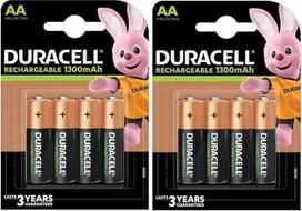 8 vnt. „Duracell“ AA įkraunamų baterijų, 1300 mAh (2 blisterinės pakuotės po 4 baterijas), 8 įkraunamos baterijos (HR6/DC1500)