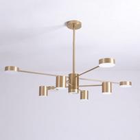 8+1 lempų „Mid Century“ stiliaus pramoninis LED „Sputnik“ sietynas, auksinis