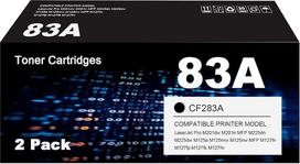 83A tonerio kasetė, suderinama su HP 83A, 83 X, CF283A, CF283X, „LaserJet Pro“ M201dw, M201n, MFP, M225dn, M225dw, M125a, M125rnw, M125nw, MFP M127fn, M127fp, M127fs, M127fw (2 pakuotės, juodos spalvos) su mikroschema