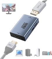 8K aktyvusis HDMI 2.1 į DisplayPort 1.4 adapteris, 4K@120Hz, 2K@240Hz, 1080P@360Hz, HDR, VRR, DSC, 10 bitų, maitinimas per USB-C, aliuminis, HDMI į DP monitoriaus keitiklis, skirtas PS5, Xbox, „Switch“, nešiojamųjų kompiuterių vaizdo plokštėms