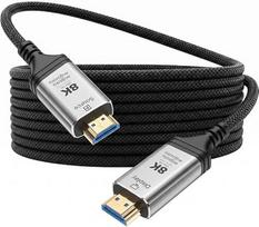 8K HDMI 2.1 kabelis, 10 m, didelės spartos 48Gbps HDMI kabelis, palaiko 8K @ 60 Hz ir 4K @ 240 Hz, 24K paauksuotas jungtis, HDMI 2.1 kabelis, suderinamas su PS5, televizoriumi, monitoriumi, nešiojamuoju kompiuteriu, „Blu-ray“ grotuvu ir kitais įrenginiai