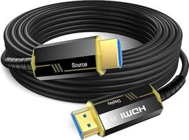 8K HDMI šviesolaidinis kabelis, 15 metrų, 8K @ 60 Hz, 4K @ 120/144 Hz HDMI 2.1 kabelis, itin didelės spartos 48Gbps, dinaminis HDR, eARC, ARR, „Dolby Atmos“, suderinamas su PS5, „Xbox X“ serijos konsolėmis, UHD televizoriais, kompiuteriais