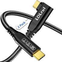 8K/4K USB C į USB C monitoriaus kabelį, stačiu kampu, 40Gb/s didelės spartos USB-C duomenų perdavimo kabelis, USB C 3.2 Gen 2x2, 240 W PD greitasis įkrovimas, skirtas "MacBook", "iPad", "iPhone", "Lenovo", HP, "Dell