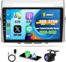 9 colių automobilinis radijas "Toyota Corolla Verso 2003-2009", 2DIN Carplay Android automobilis su Bluetooth GPS navigacija WiFi Split Screen FM/RDS Mirror Link atbulinės eigos kamera SWC DAB+ mikrofonas, 2+32G