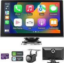 9 colių „CarPlay“ ekranas – 4K vaizdo registratorius ir 1080p atbulinės eigos kamera | Skirtas „Apple CarPlay“ ir „Android“ automobiliams, palaiko GPS navigaciją, „Bluetooth 5.0“, balso valdymą, „MirrorLink“, OTA atnaujinimus