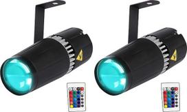 9 W RGB „3-in-1“ LED spindulinis prožektorius, valdomas infraraudonųjų spindulių nuotolinio valdymo pultu (2 vnt. rinkinys)