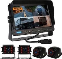 9" DVR Rückfahrkamera-System mit 4x Mini 1080P Kameras - IP69 wasserdicht, 24h Parküberwachung, Metallgehäuse für Wohnwagen, Anhänger, Wohnmobil