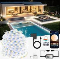 9,5 m lauko LED juosta, lauko LED juosta nuo šiltos baltos iki šaltos baltos spalvos, atspari vandeniui (IP67), 24 V LED juosta, reguliuojamas apšvietimas su nuotolinio valdymo pultu