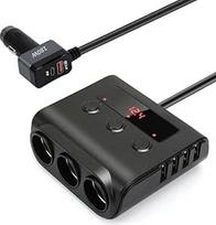 9-in-1 automobilinis cigarečių žiebtuvėlio dalytuvas 180 W 3 lizdų automobilinis lizdų dalytuvas, QC 3.0 C tipo USB automobilinis įkroviklis su 5 USB prievadais