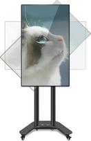 90 laipsnių kampu pasukamas televizoriaus stovas su ratukais 32-65 colių televizoriaus vežimėliui Reguliuojamo aukščio LCD LED OLED plazminis plokščias ir lenktas televizorius iki 37,5 kg Juodas SC5200