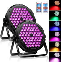 90 W prožektoriaus "Par Spotlight" 2 vnt., 60 LED RGB 3 in 1 scenos šviesos vakarėlių šviesos su nuotolinio valdymo pultu, 1 M DMX kabeliu ir 9 šviesos režimais, DMX 512 diskotekų šviesa, prožektorius, spalvotas apšvietimas DJ vakarėliams, "Feste Show Bar