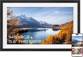 94 % sRGB „Frameo“ skaitmeninė nuotraukų rėmelė iš juodo ąžuolo medžio, 15,6 colių, 32GB