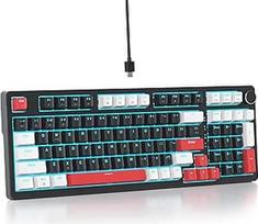 96 % kreminė mechaninė žaidimų klaviatūra su skaitmenine klaviatūra, RGB mechaninė, keičiama karštuoju būdu, laidinė, amerikietiška QWERTY, skirta žaidėjams biure, 98 Black