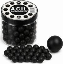 A.C.I.L. 100 vnt. kietų nailono tikslumo kamuoliukų – kalibras .50 (12,5 mm). Daugkartinio naudojimo treniruočių kamuoliukai, skirti šaudymui į taikinius ir suderinami su žymekliais – tvirti, vientisi nailono kamuoliukai (juodi)