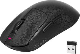 A.JAZZ AJ199 anglies pluošto žaidimų pelė, belaidė 2,4 GHz/BT/USB-C trijų režimų, ypač lengva (55 g), optinis „PixArt PAW3311“ jutiklis su 24 000 DPI ir 1 000 apklausos dažniu, žaidimų ir biuro pelė su 6 mygtukais – juoda