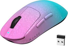 A.JAZZ AJ199 anglies pluošto žaidimų pelė, belaidė 2,4 GHz/BT/USB-C trijų režimų, ultralengva (55 g), optinis „PixArt PAW3311“ jutiklis su 24 000 DPI ir 1 000 apklausos dažniu (rožinė-mėlyna)