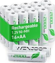 AA akumuliatoriai, 2800 mAh, 16 vnt., NiMH, 1,2 V, iš anksto įkrauti, skirti pelėms ir žaislams