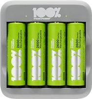 AA ir AAA NiMH baterijų įkroviklis su 4 AA baterijomis 2300 mAh | 100 % pikinė galia | Kompaktiškas USB įkroviklis su 4 lizdais