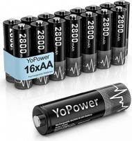 AA tipo baterijos, 2800 mAh, 1,2 V baterija, didelės talpos AA tipo NiMH įkraunamos baterijos, 16 vnt. pakuotė, iš anksto įkrautos
