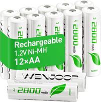 AA tipo baterijos, 2800 mAh, 12 vnt., NiMH, 1,2 V, iš anksto įkrautos, skirtos pelėms ir žaislams