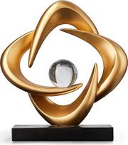 Abstraktaus meno skulptūra Resin Gold Dekoratyvinė statula Modern White Ornaments for Living Room Decorativas Modernas for Coffee Table/Entryway/Office Collectibles (Gold)