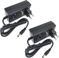 AC/DC maitinimo adapteris, 12 V, 4 A, maitinimo adapteris su sieniniu kištuku, 2,1/2,5 mm x 5,5 mm kištukas, skirtas LED juostelėms, 2 vnt. rinkinys