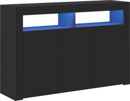 ACAGALA Komoda su LED šviestuvais, sandėliavimo spintelė su USB prievadu ir LED apšvietimu, komoda su stalčiais, skirta miegamajam ir svetainei, vitrina, 115,5 x 30 x 75 cm, juoda