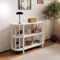 ACAGALA 3 pakopų ovalus konsolinis staliukas 110 x 38 x 75 cm Šiuolaikinis stilingas sofos staliukas svetainei baltas