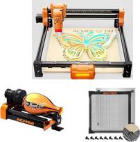 ACMER S2 7 W lazerinis graviravimo aparatas + M2 360° lazerinis rotacinis ritinėlis + 440 x 440 mm medaus korio lazerinės lovos komplektas, 48 W galia, 0,01 mm tikslumas, šilumos išsklaidymas ir graviravimas cilindrais, idealiai tinka "pasidaryk pats" ir