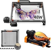 ACMER S2 PRO 48W lazerinis graviravimo aparatas su M4 4-in-1 sukamuoju velenėliu ir 440 x 440 mm korėto lazerio lova, 24000 mm/min, pramoninio tikslumo, skirtas komerciniams ir "pasidaryk pats" tikslams