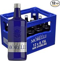 ACQUA MORELLI negazuotas mineralinis vanduo "Naturale Stillles" - 12 x 0,75 l daugkartinio naudojimo dėžutė Natūralus vanduo iš Italijos, tyro skonio, stilinguose stikliniuose buteliuose