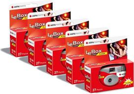 AGFA Photo 601020 „LeBox Flash“, vienkartinis fotoaparatas, 27 nuotraukos, optinis objektyvas 31 mm, pilkos ir raudonos spalvos, 5 vnt. pakuotė