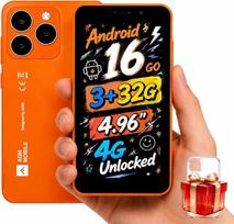 AGM Note N2 Mini išmanusis telefonas su „Android“ 16GB, mini telefonas su 4,96 colio ekranu, 3000 mAh baterija, 3GB + 32GB, ypač plonas korpusas, skirtas studentams, 4G, dvi SIM kortelės / 5 MP / IP54 / GPS (oranžinis)