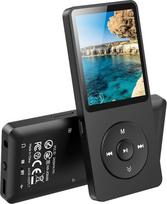 AGPTEK 64GB MP3 grotuvas "Bluetooth 5.3" su garsiakalbiu, 40 valandų veikianti baterija, mažas ir klasikinis sportinis MP3 grotuvas su 1,8 colio ekranu, FM radijas (be ausinių), TF kortelė iki 128GB, juodas