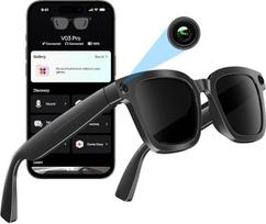 AI išmanieji akiniai su kamera: 8 MP, 1200P HD vaizdo įrašymas ir fotografavimas | Palaiko vertimą realiuoju laiku, balso asistentą, „open-ear“ garso funkciją, objektų atpažinimą, garso įrašymą, kasdienį gyvenimą, keliones