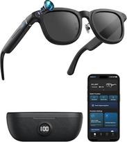 AI-Smart-Brille mit Kamera, integrierter ChatGPT AI-Sprachassistent, 1200P-Videoaufnahme, 8MP IMX219, 8 Stunden Musikwiedergabe, abnehmbare Objektive, Echtzeit-Übersetzung, mit 3600 mAh Ladekoffer