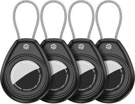 Aimtel Pack of 4 Air Tag Pendants Compatible with Apple Air Tag Keyring, IPX8 Waterproof Air Tag Case with Wire Cable, Air Tag Lock Key Ring Holder for Keys, Luggage, Backpack