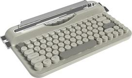 AJAZZ AF84 belaidė rašomoji klaviatūra, mielas retro dizainas su įmontuotu stovu, apvalūs retro klavišai, 2,4 GHz belaidis ryšys / „Bluetooth“ planšetiniams kompiuteriams, PC ir „Mac“ (pilka)