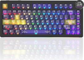 AJAZZ AK820 V2 PRO belaidė mechaninė klaviatūra, 75 % QWERTY išdėstymo „Hot-Swap“ RGB žaidimų klaviatūra su garsumo reguliavimo rankenėle ir ekranu, 8K apklausos dažnis, 2,4 G/Type-C/BT, juoda, geltona, violetinė