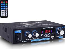 AK35 200 W 2 kanalų belaidis „Bluetooth 5.0“ stereo garso stiprintuvas, skirtas namams, su FM radiju, USB ir SD kortele